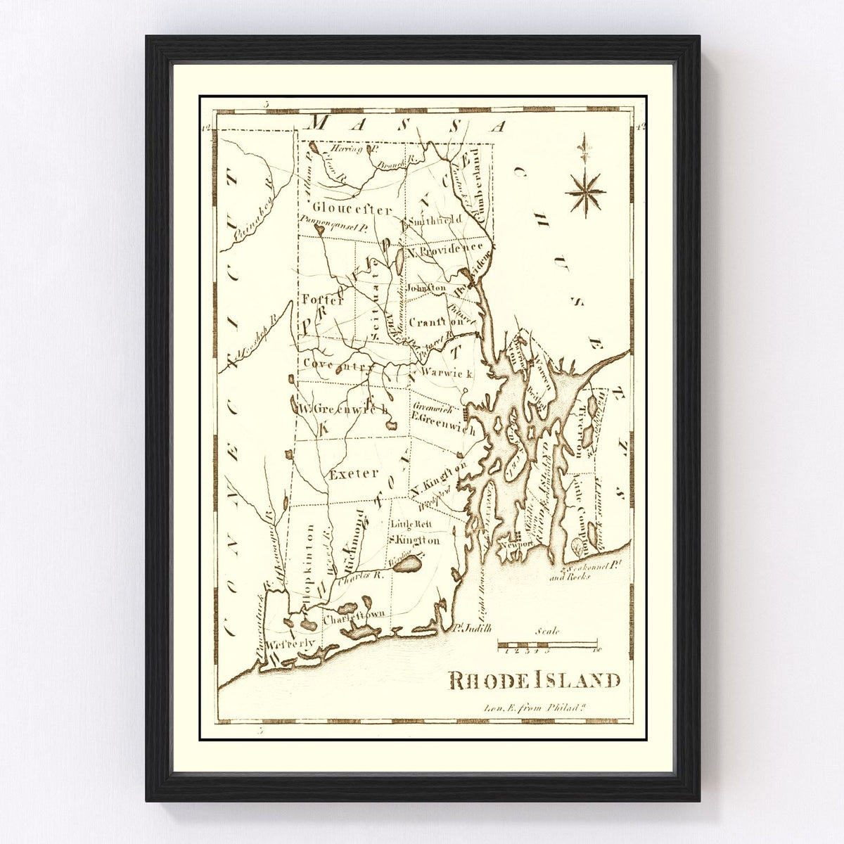 Rhode Island Vintage Map 1795