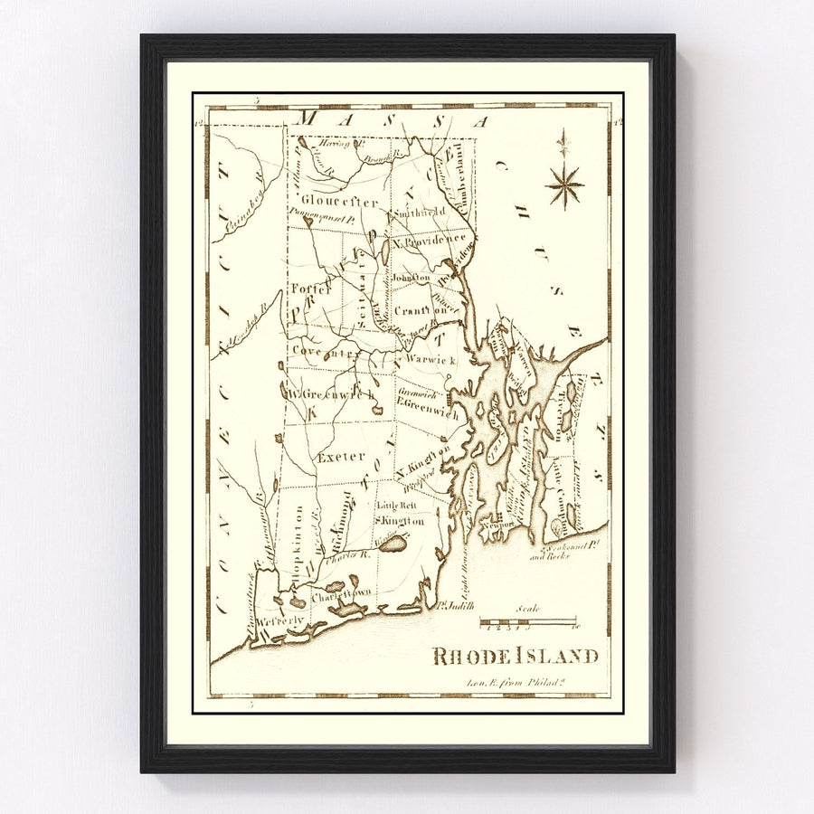 Vintage Map of Rhode Island 1795