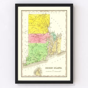 Rhode Island Vintage Map 1838