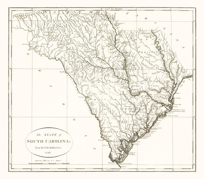 Size comparison using Vintage Map of South Carolina 1796