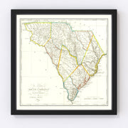 South Carolina Vintage Map 1814