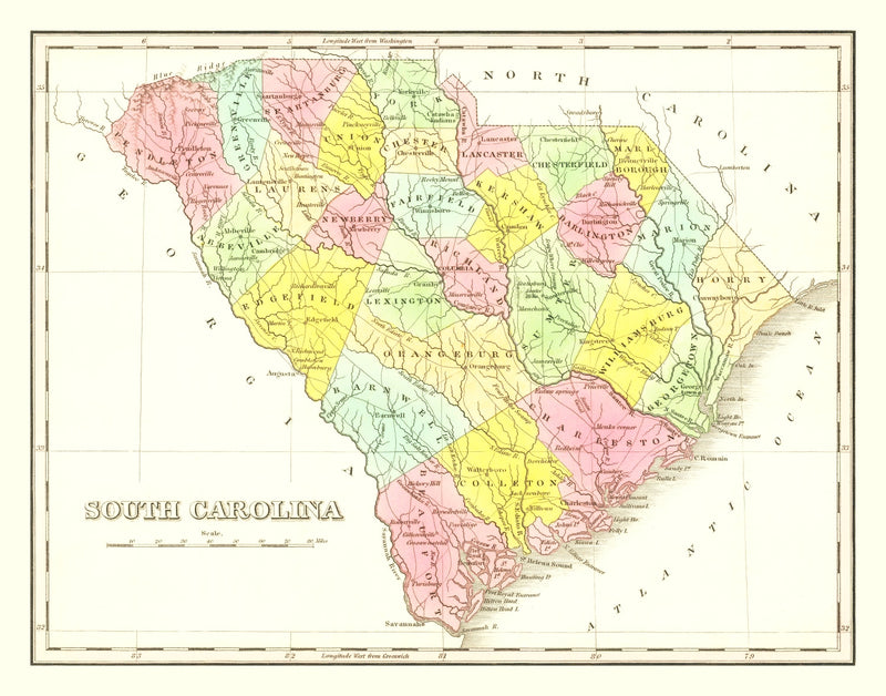 Size comparison using Vintage Map of South Carolina 1824