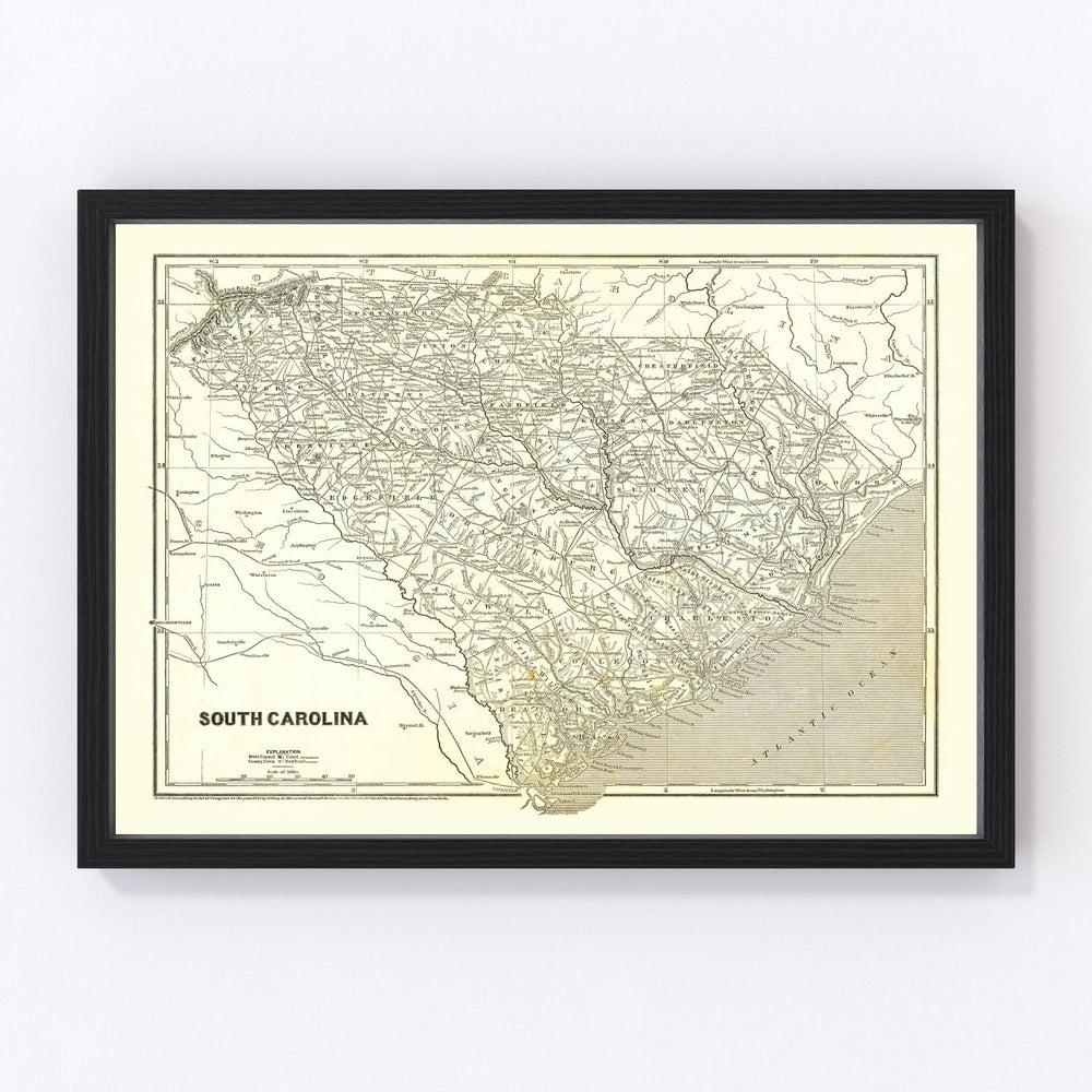 South Carolina Vintage Map 1843