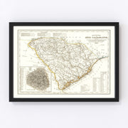 South Carolina Vintage Map 1845