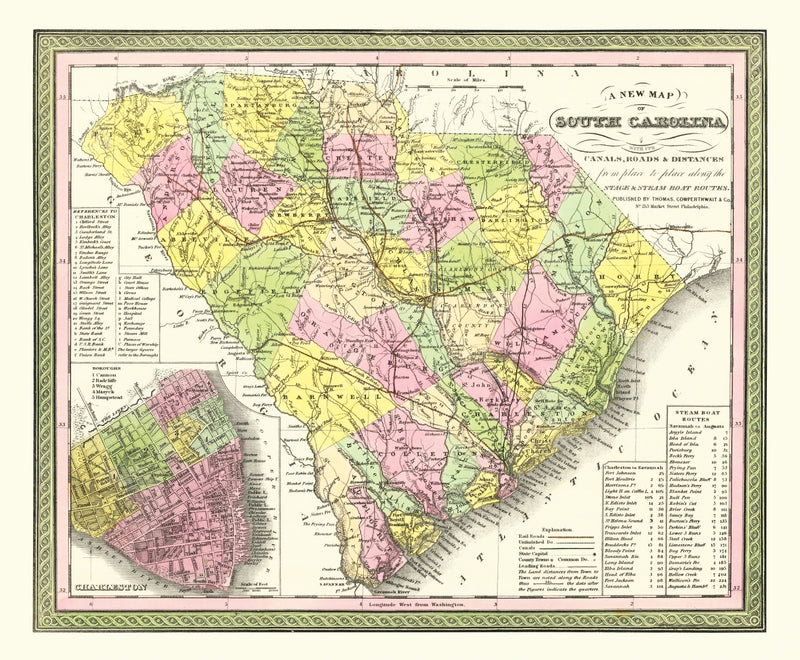 Size comparison using Vintage Map of South Carolina 1854