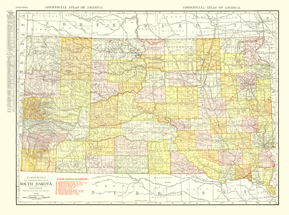 Preview of Vintage Map of South Dakota 1917