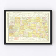 South Dakota Vintage Map 1917