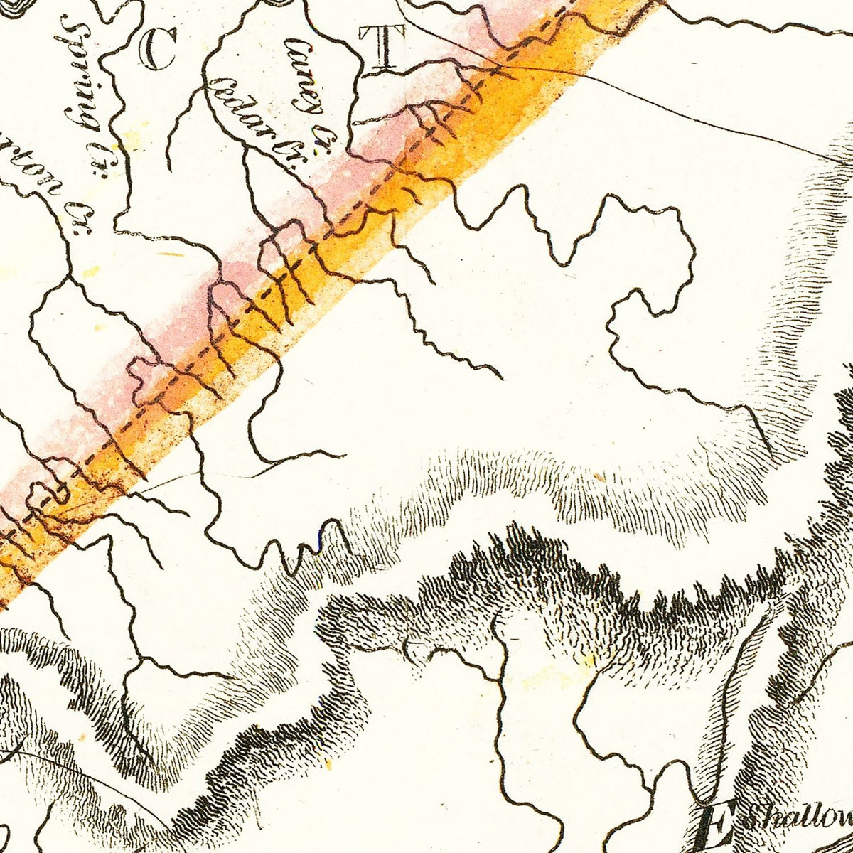 Restored historic details from the 1814 state map of County, Tennessee