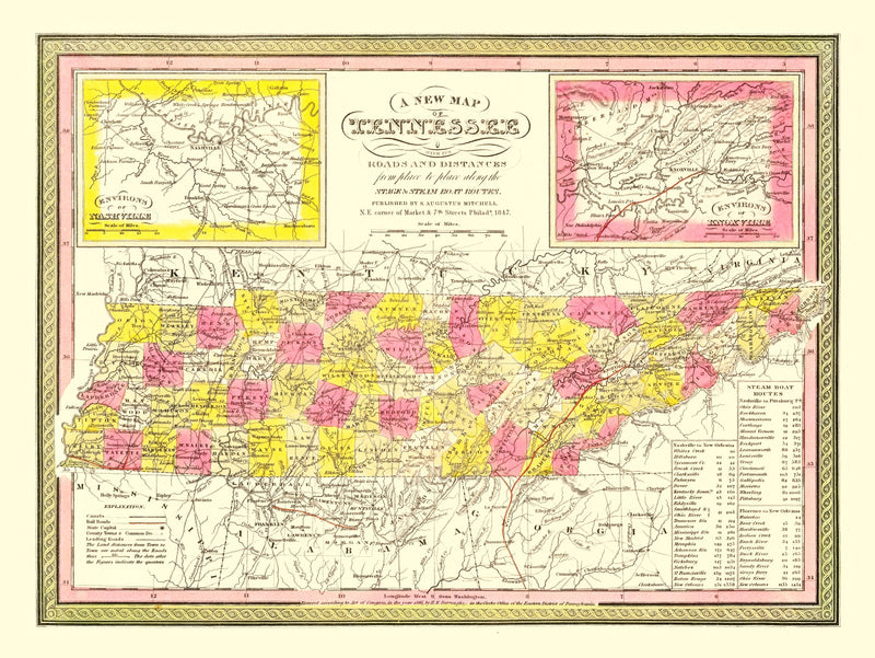 Size comparison using Vintage Map of Tennessee 1847