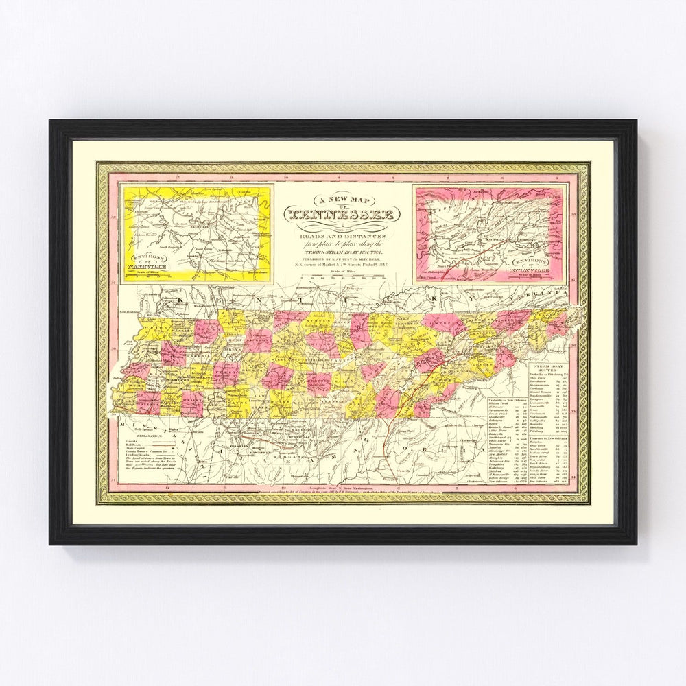Tennessee Vintage Map 1847