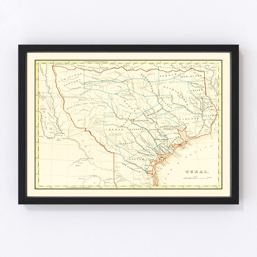 Texas Vintage Map 1835