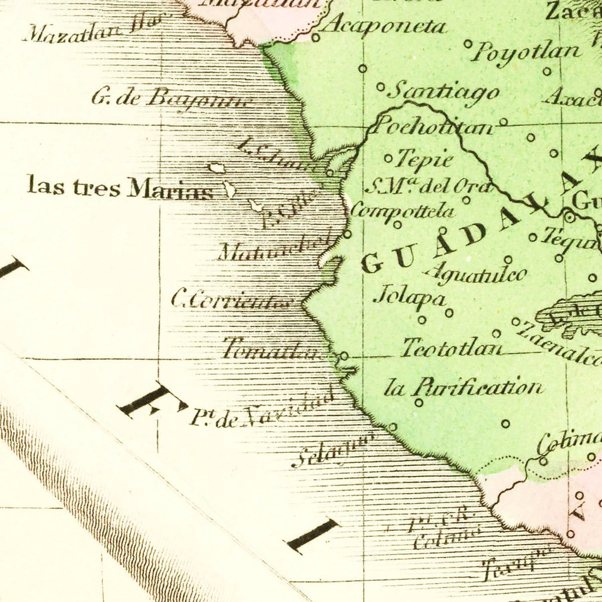 Restored historic details from the 1836 state map of County, Texas