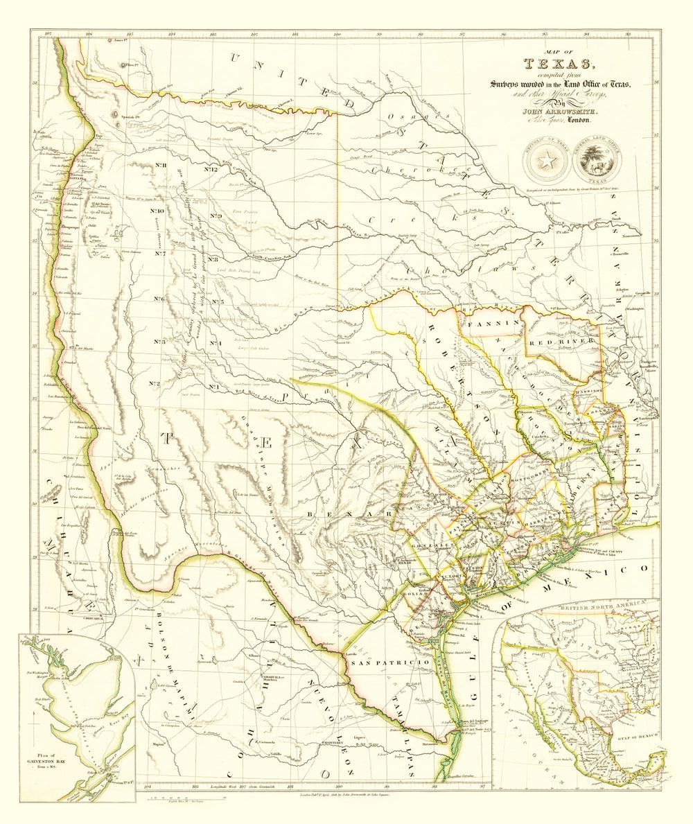 Vintage Map of Texas 1841 print style example