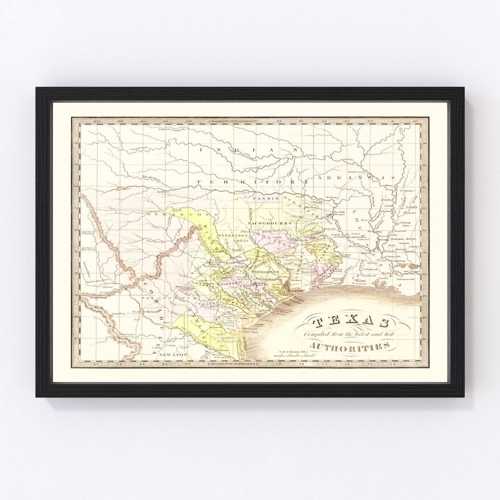 Texas Vintage Map 1842