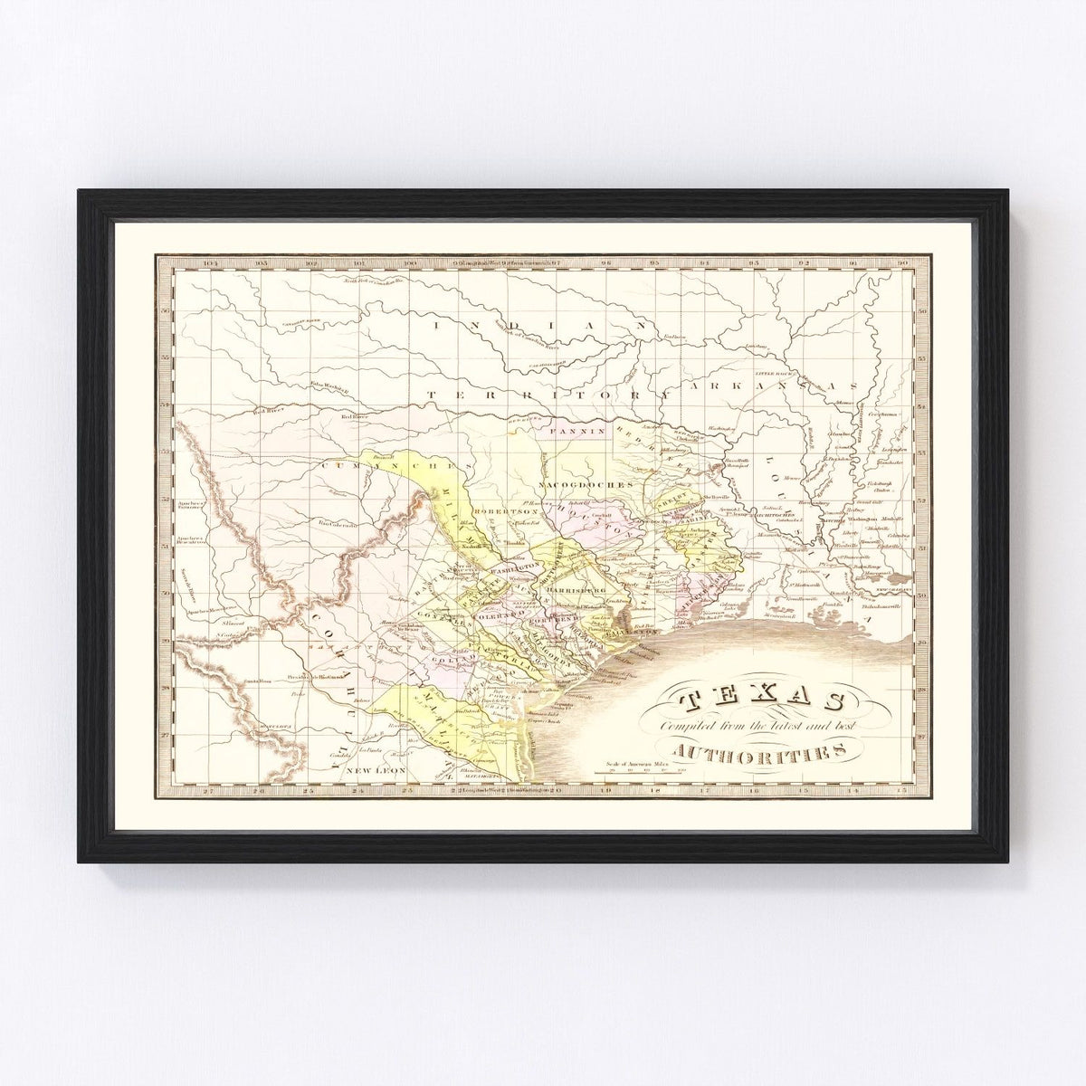 Texas Vintage Map 1842
