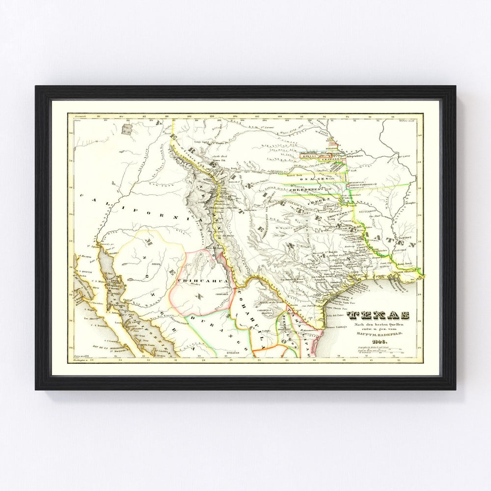 Texas Vintage Map 1846