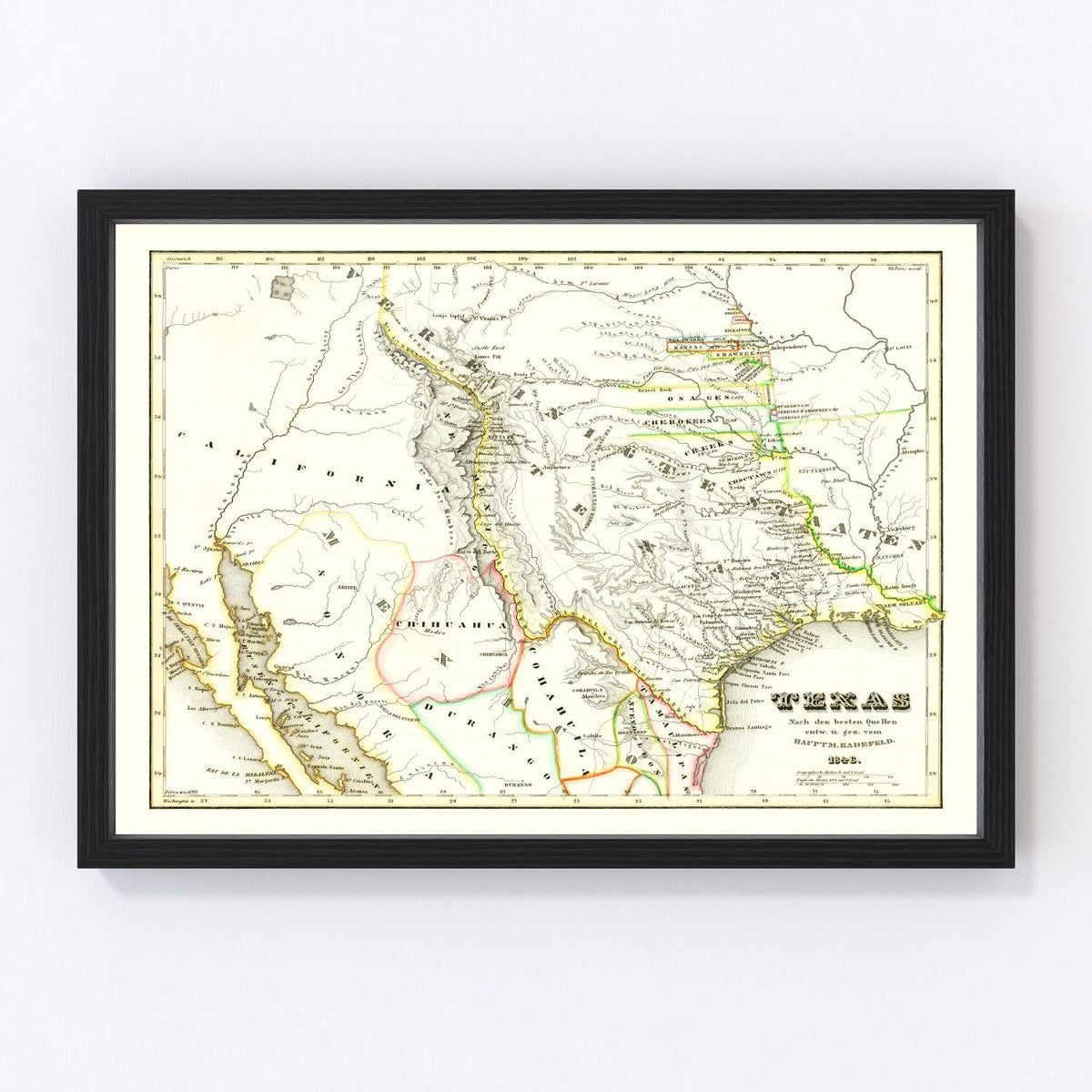 Texas Vintage Map 1846