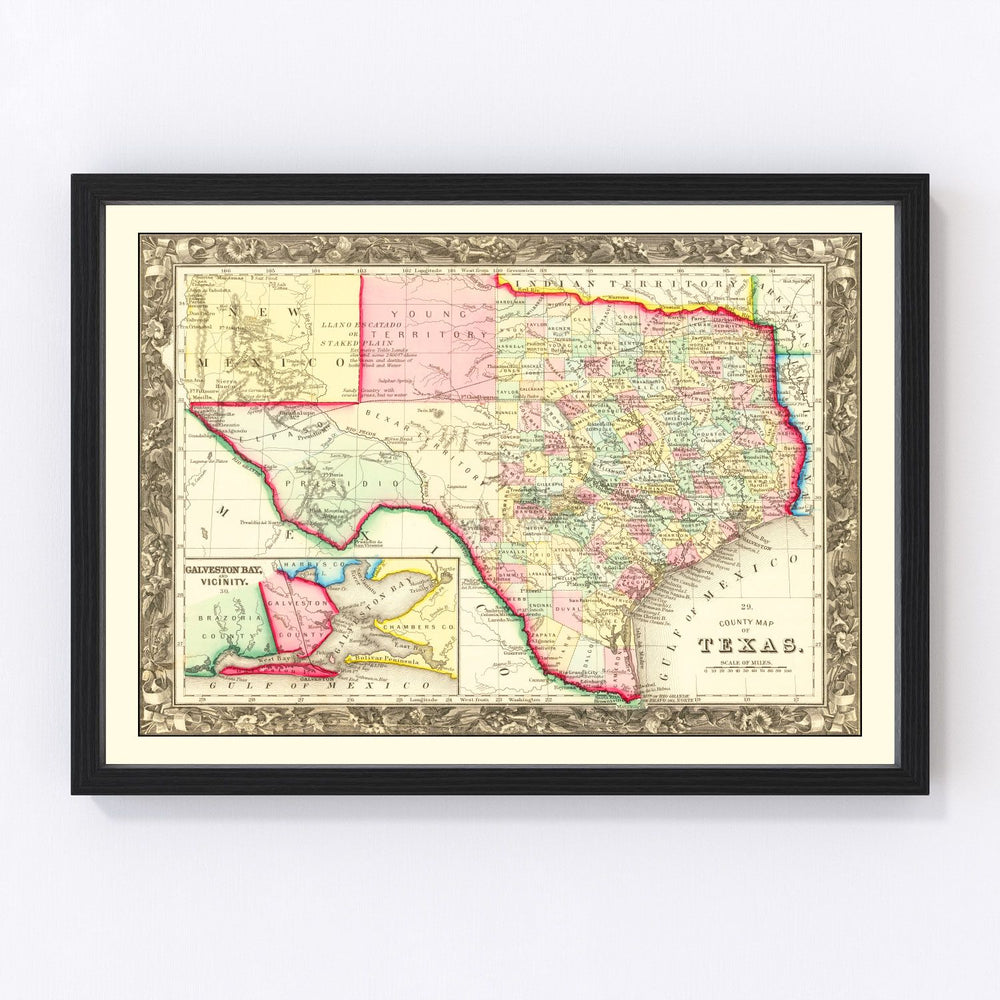 Texas Vintage Map 1860