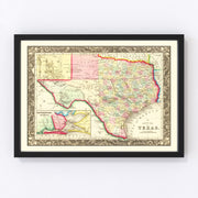 Texas Vintage Map 1860