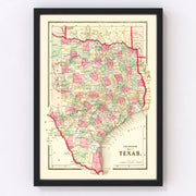 Texas Vintage Map 1861