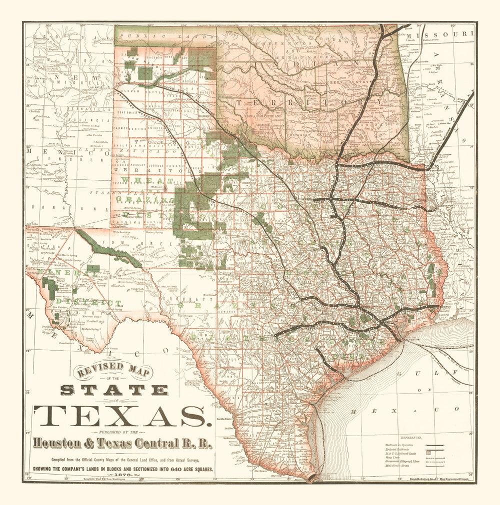Vintage Map of Texas 1877 print style example
