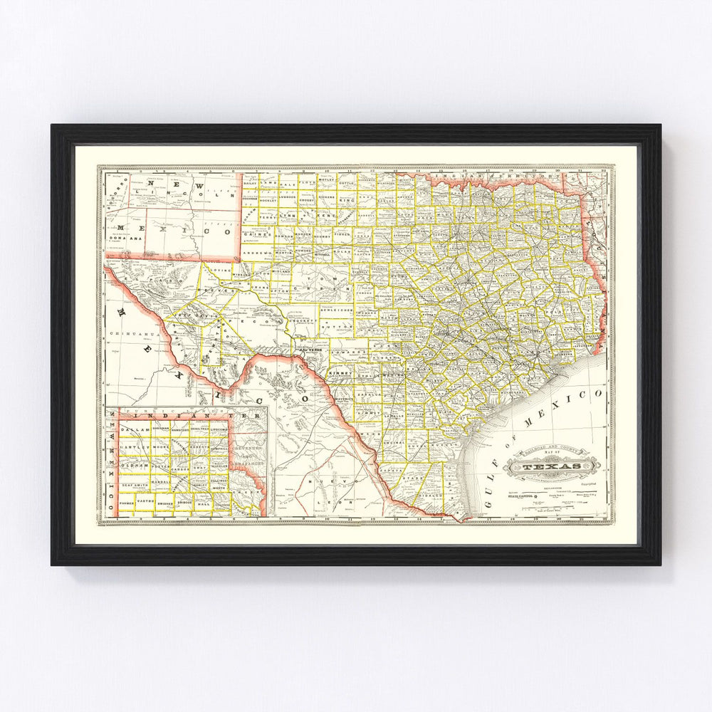 Texas Vintage Map 1888