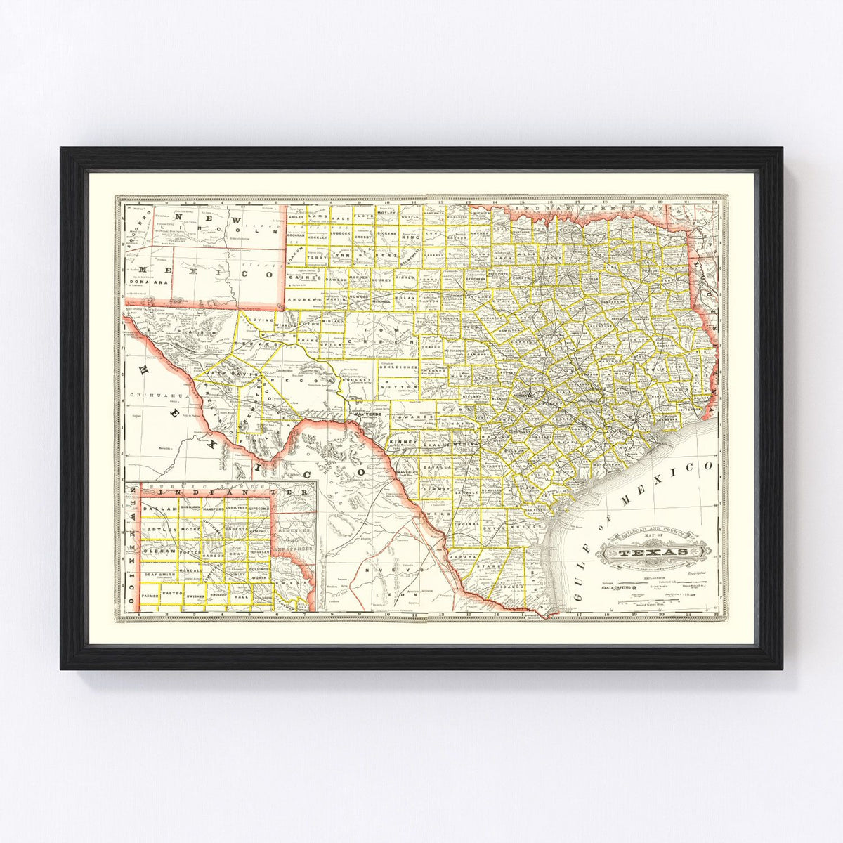 Texas Vintage Map 1888