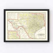 Texas Vintage Map 1888