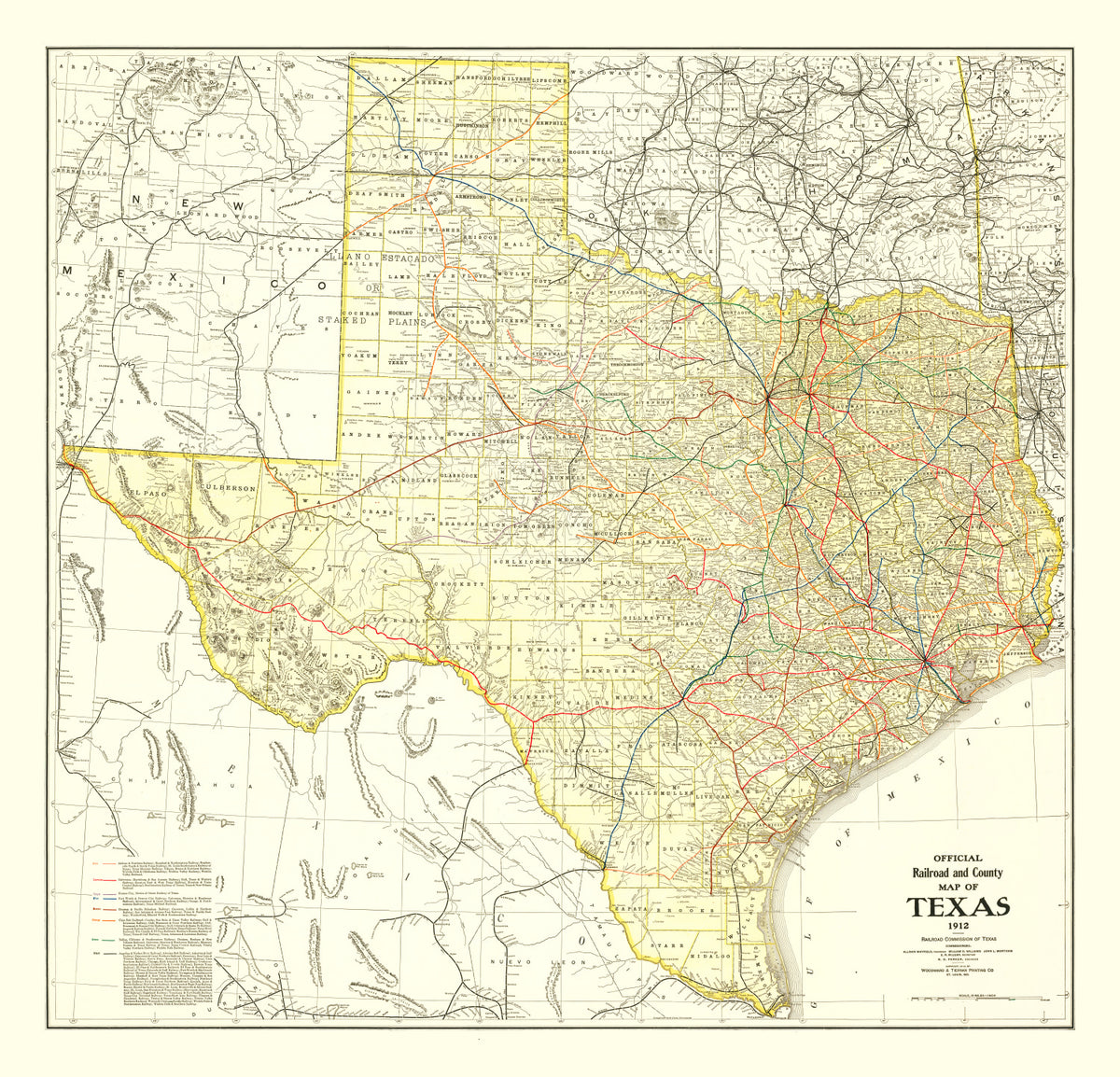 Preview of Vintage Railroad Map of Texas 1912