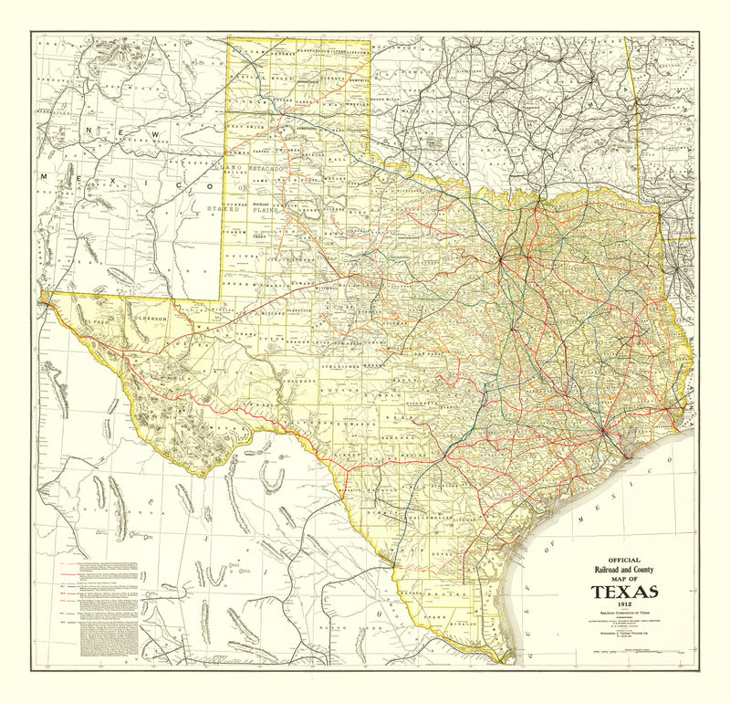 Size comparison using Vintage Railroad Map of Texas 1912