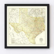 Texas Vintage Map 1912