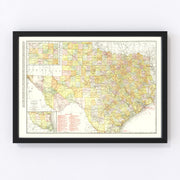 Texas Vintage Map 1918