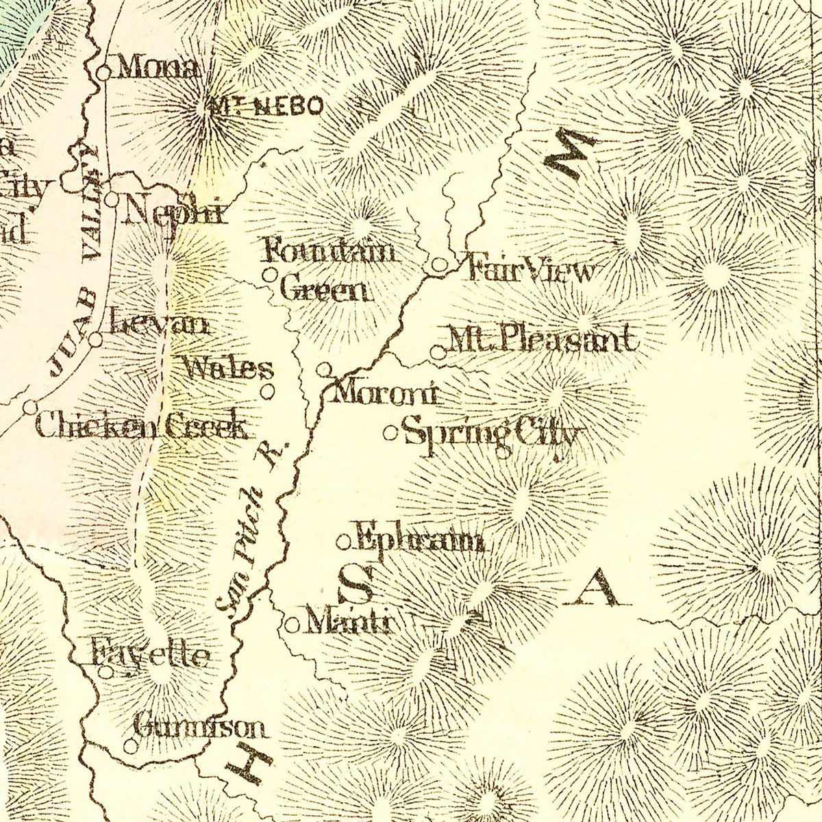 Restored historic details from the 1876 state map of County, Utah