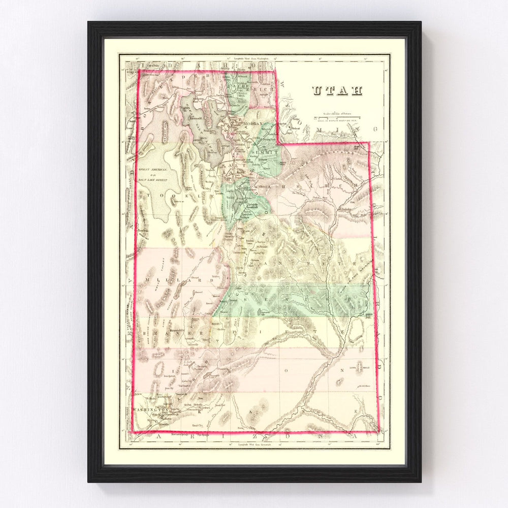 Utah Vintage Map 1876