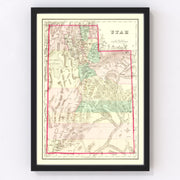 Utah Vintage Map 1876