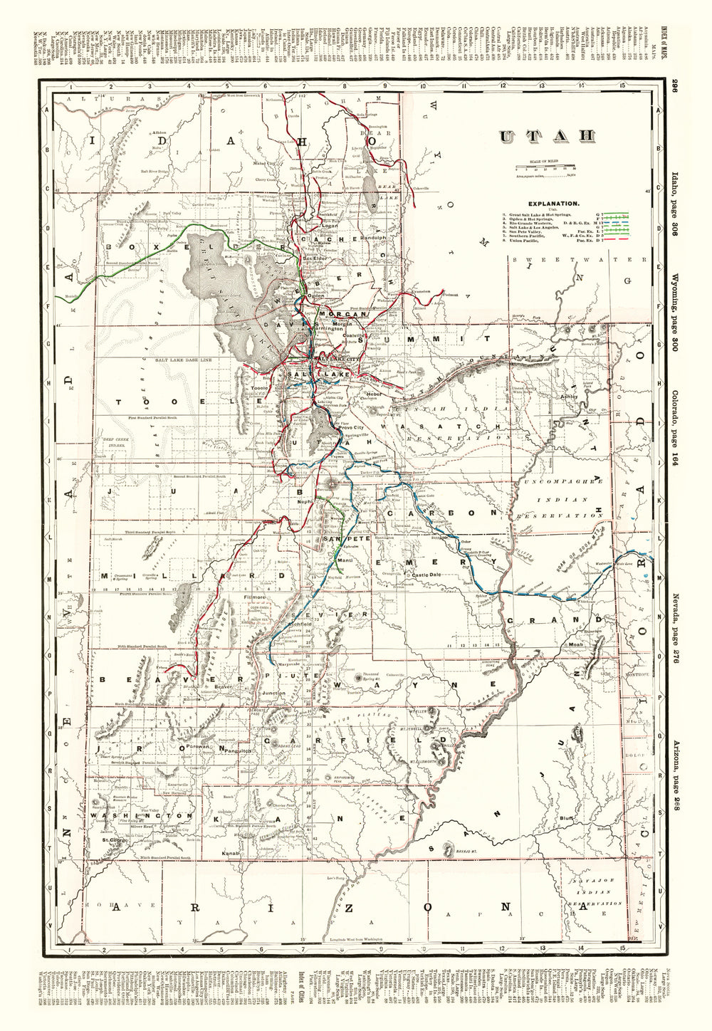Vintage Map of Utah 1895 print style example