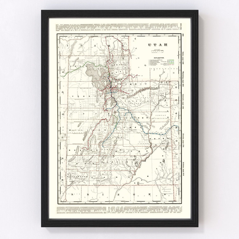 Utah Vintage Map 1895