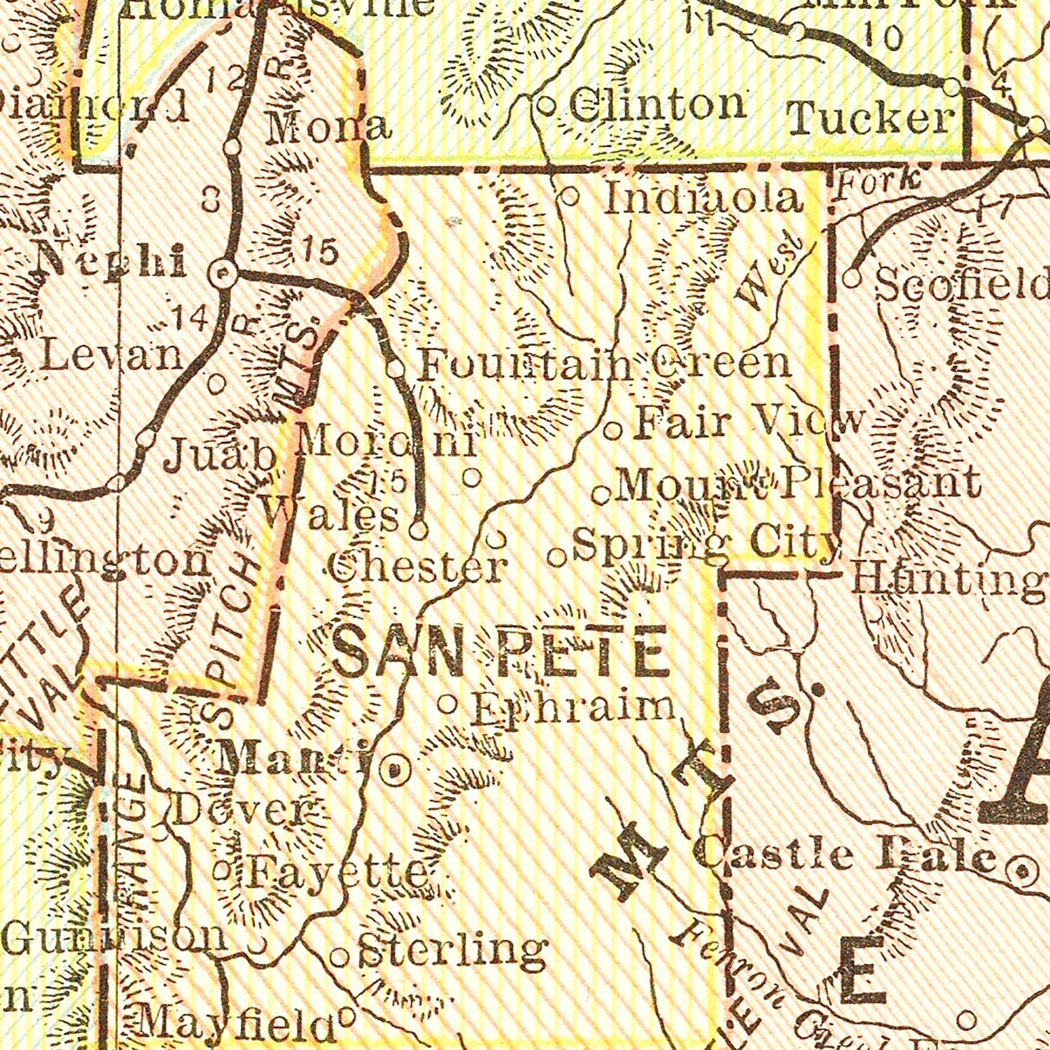 Restored historic details from the 1899 state map of County, Utah
