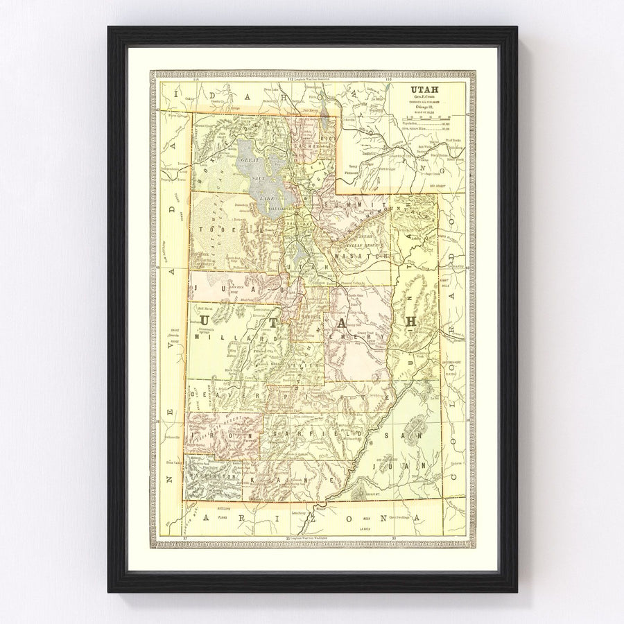 Vintage Map of Utah 1899
