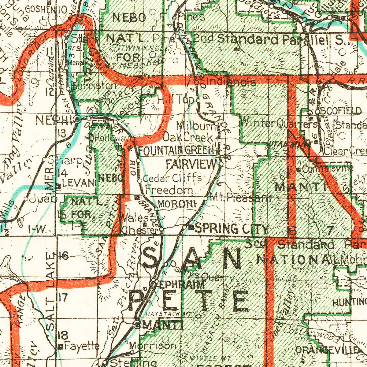 Restored historic details from the 1916 state map of County, Utah