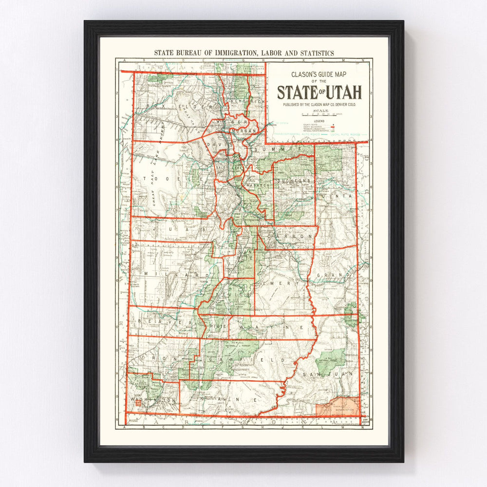 Utah Vintage Map 1916