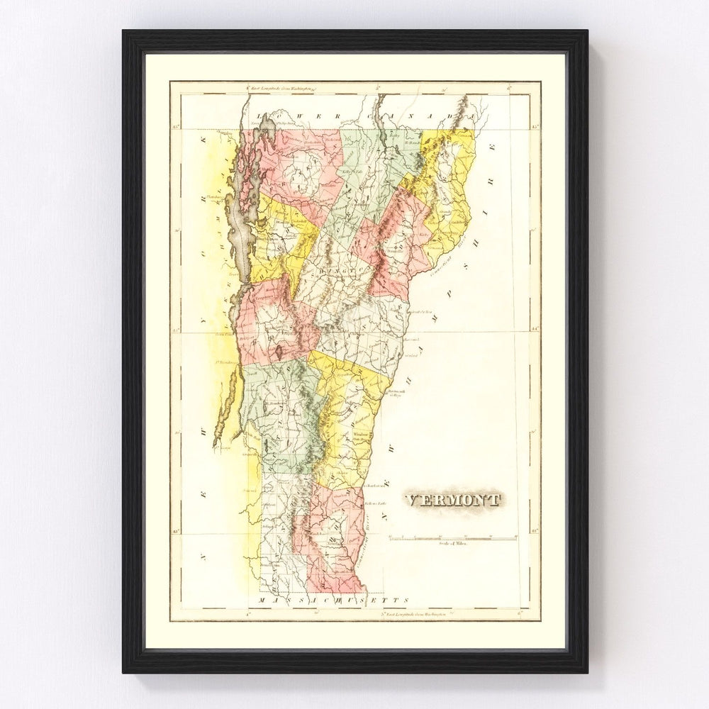 Vermont Vintage Map 1823
