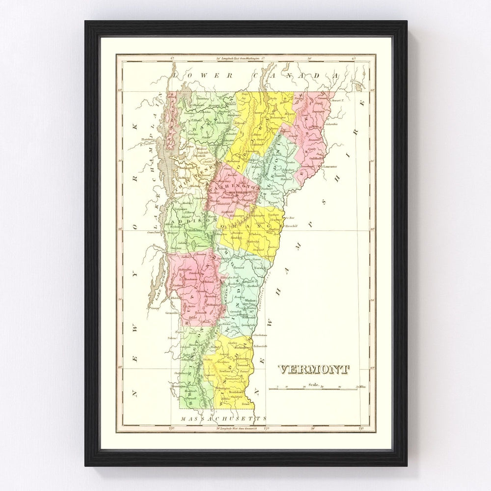 Vermont Vintage Map 1824