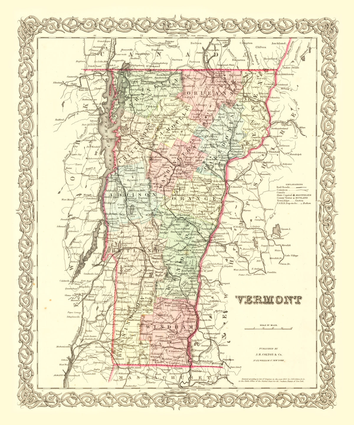 Preview of Vintage Map of Vermont 1855
