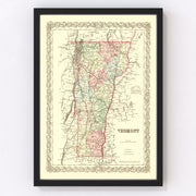 Vermont Vintage Map 1855