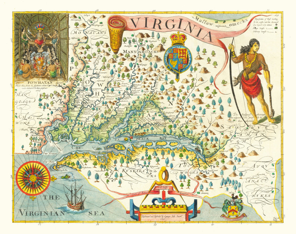 Vintage Map of Virginia 1612 print style example