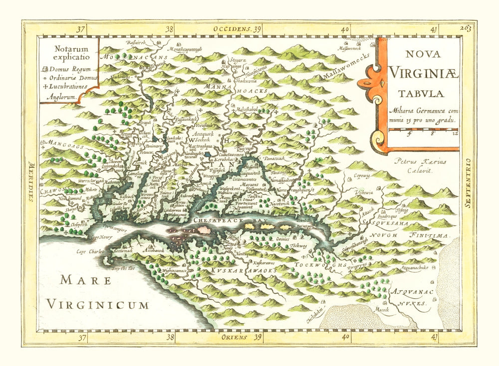 Vintage Map of Virginia 1630 print style example