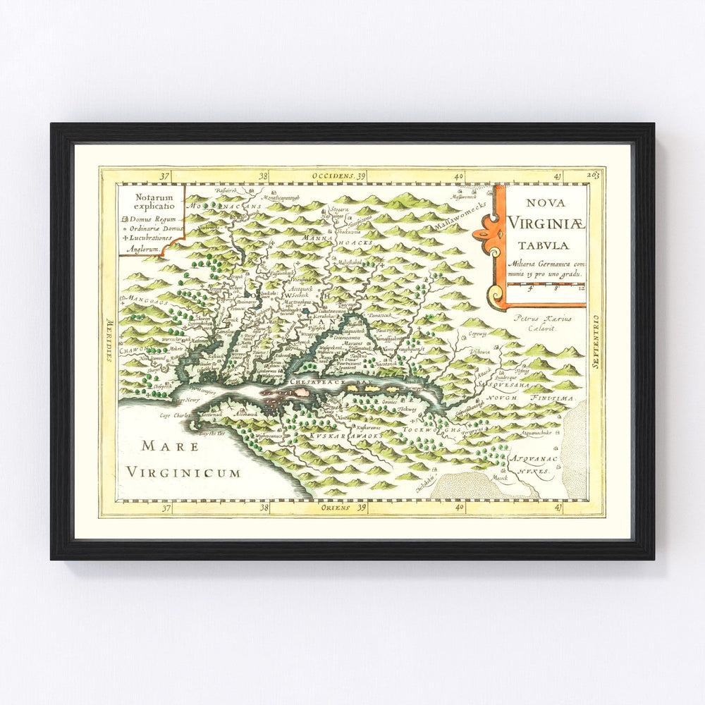Virginia Vintage Map 1630