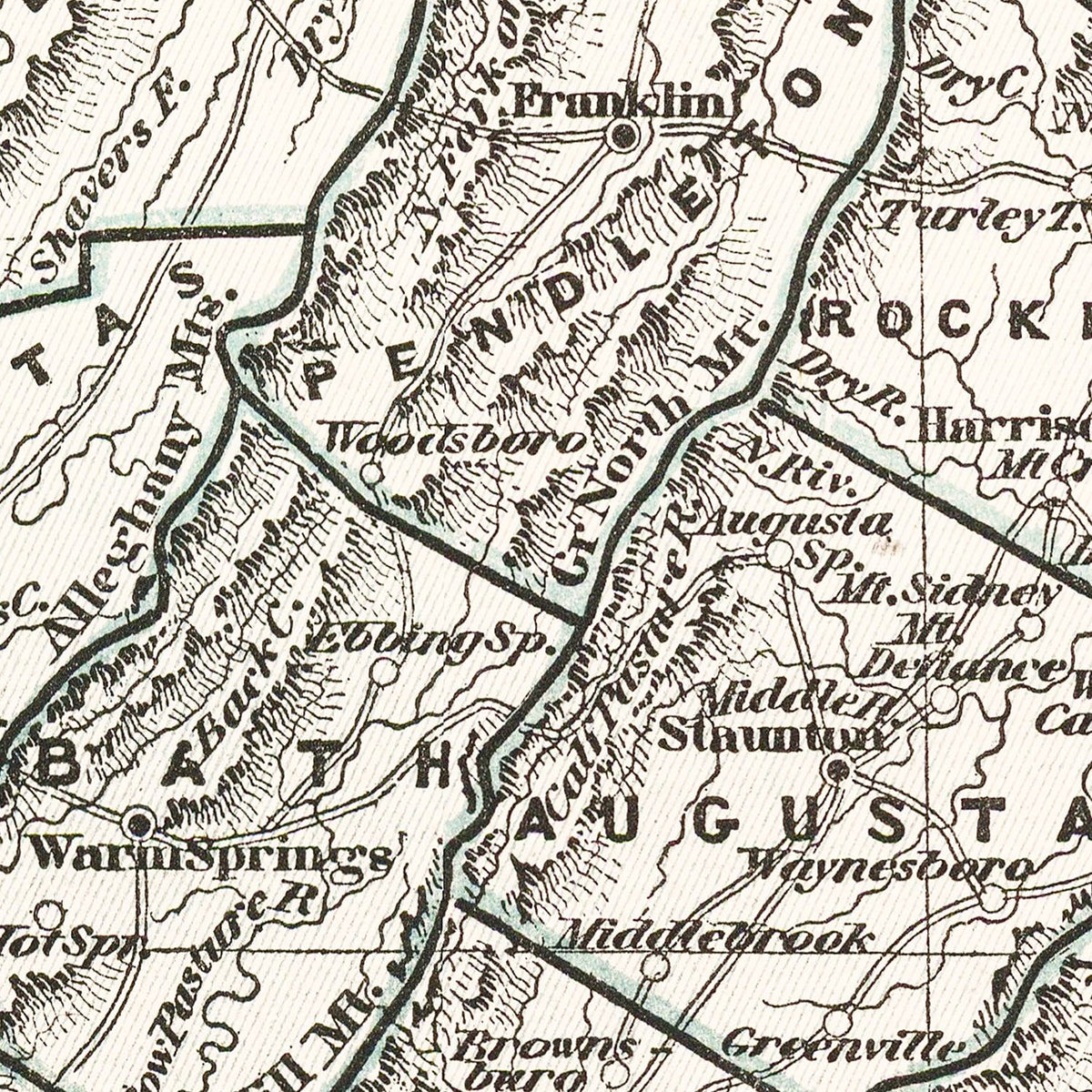 Restored historic details from the 1842 state map of County, Virginia