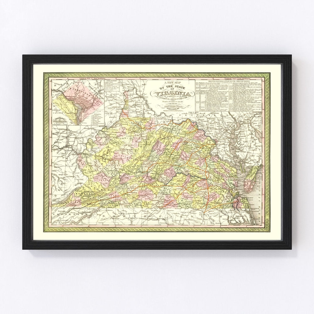 Virginia Vintage Map 1854